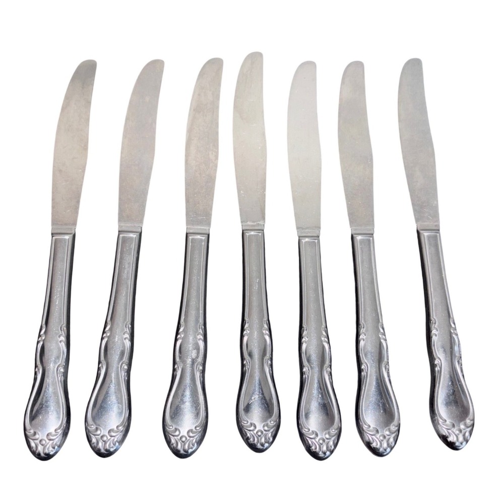 Oneida | Simeon L George H Rogers Homestead Stainless Table Knives |‎ Set of 7